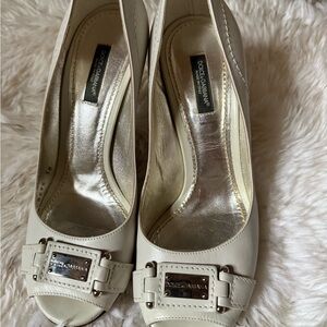 Dolce & Gabbana Beige Peep-Toe Heels